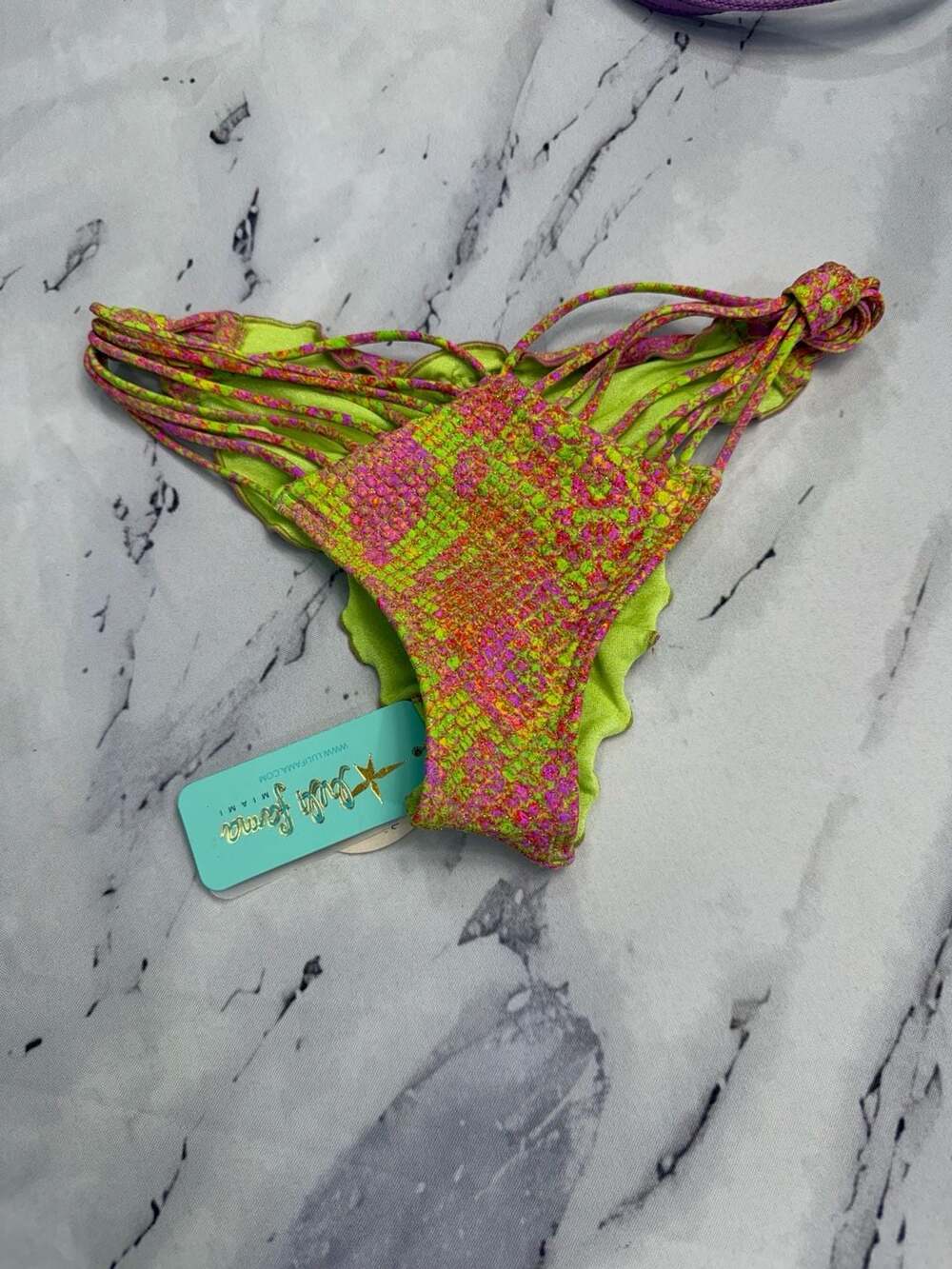 Luli Fama Born To Be Wild Strappy Ruched Back Bikini Bottom